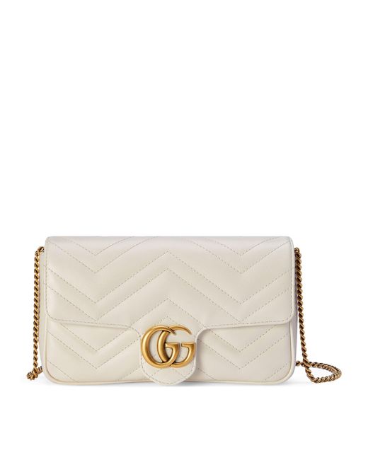 Gucci Natural Mini Leather Gg Wallet With Chain