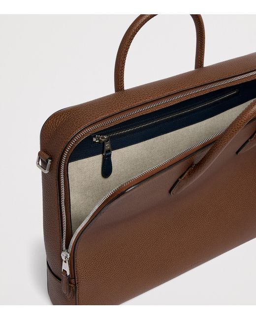Dunhill Brown Leather Bourdon 38 Briefcase for men