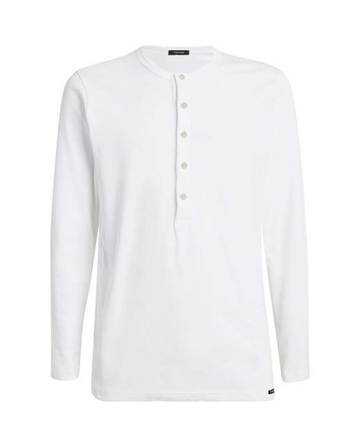 Tom Ford White Henley Lounge Shirt for men