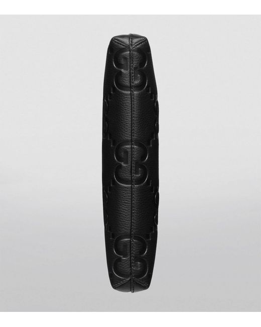 Gucci Black Leather Jumbo Gg Messenger Bag for men
