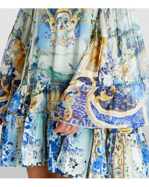 Camilla Blue Silk Panel Mini Dress