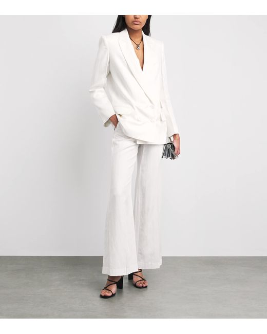 Maje White Stripe Wide-Leg Trousers
