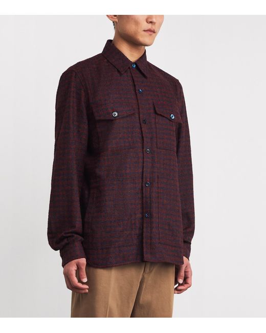 Isaia Purple Houndstooth Overshirt for men