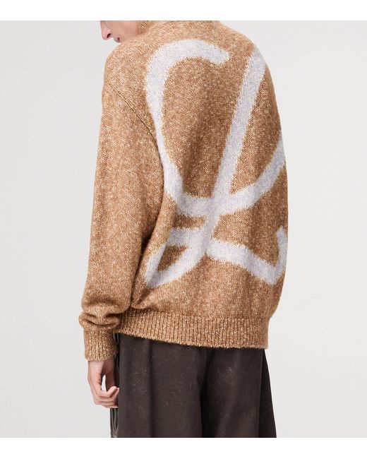 Loewe Brown Jacquard Anagram Zip-Up Relaxed Cardigan for men