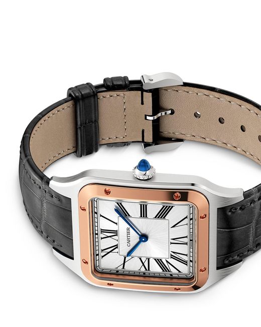 Cartier Black Stainless Steel And Rose Gold Santos-dumont Watch 47mm for men