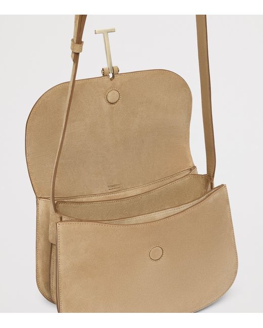 Tom Ford Natural Large Suede Cross-Body Bag