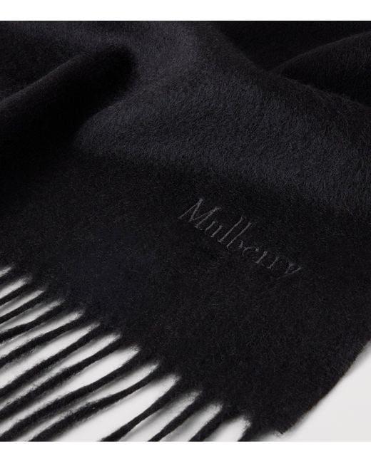 Mulberry Black Cashmere Logo Scarf