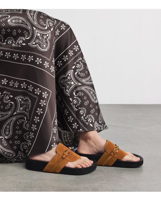 Sandro Brown Suede-Leather Platform Flip Flops