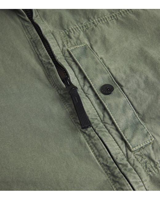 Stone Island Green Denim Compass Logo Overshirt for men