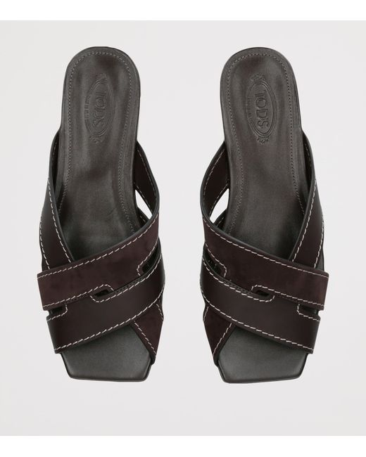 Tod's Brown Leather T-Strap Sandals