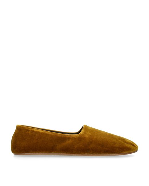 The Row Brown Ponti Velvet Slippers