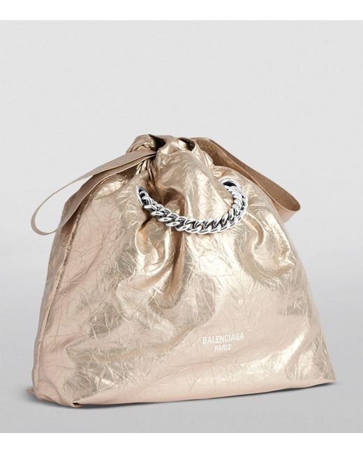 Balenciaga Natural Small Leather Crush Tote Bag
