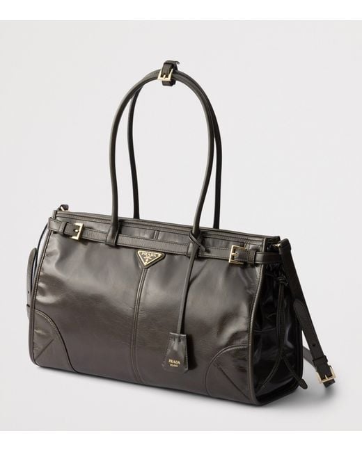 Prada Black Large Leather Bonnie Shoulder Bag