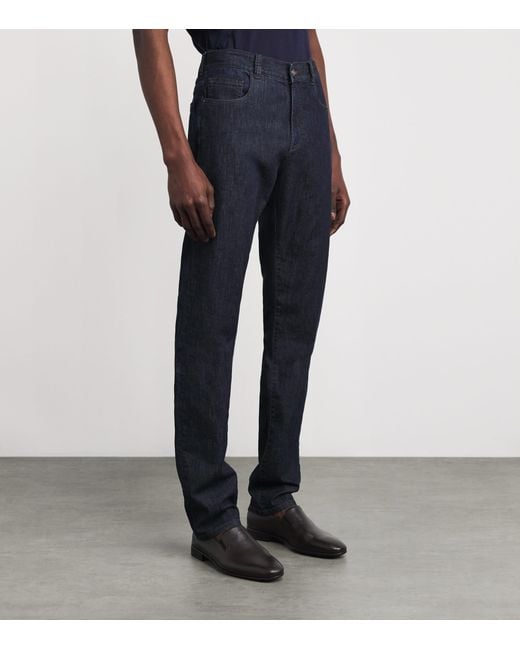 Canali Blue Straight Jeans for men