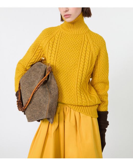 Weekend by Maxmara Yellow Wool-Blend Rollneck Sweater