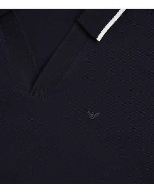 Emporio Armani Black Cotton Logo Polo Shirt for men