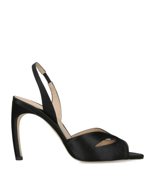 Victoria Beckham Black Satin Harlow Mask Slingback Heels 100