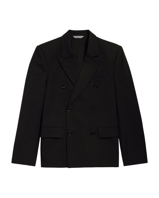 Balenciaga Black Wool Double-Breasted Jacket for men