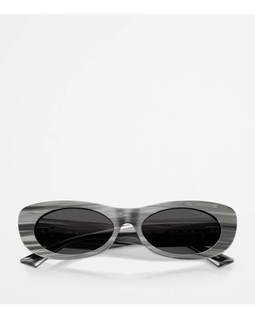 Jimmy Choo Gray Oval Logo Sunglasses