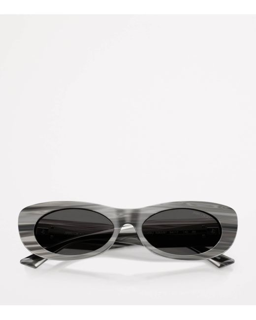 Jimmy Choo Gray Oval Logo Sunglasses