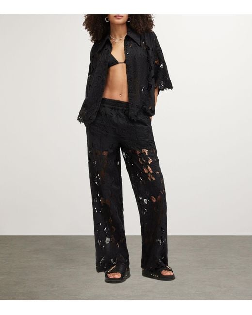AllSaints Black Charli Embroidered Trousers