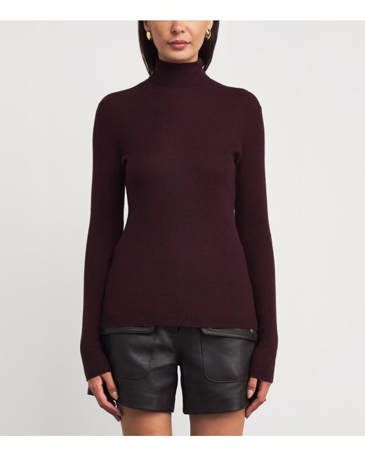 Maje Purple Wool-Silk Rollneck Sweater