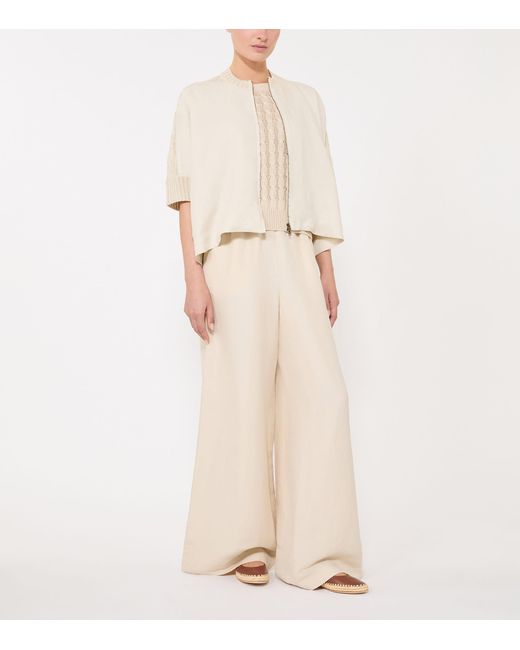 Max Mara Natural Linen Cable-Knit Sweater