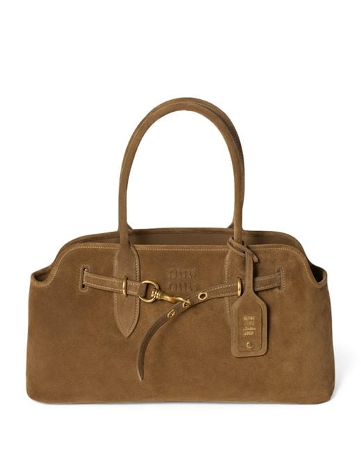 Miu Miu Brown Suede Aventure Top-Handle Bag