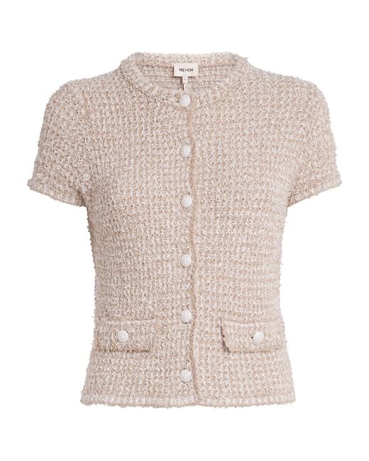 ME+EM White Organic Cotton-Blend Tweed Cardigan