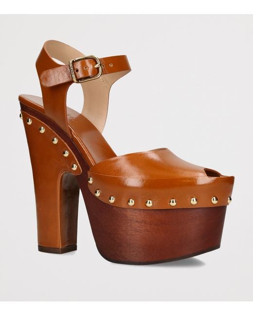 Chloé Brown Leather Meret Platform Sandals 160