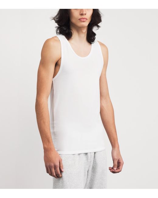 Calvin Klein White Stretch Cotton-Blend Vests for men