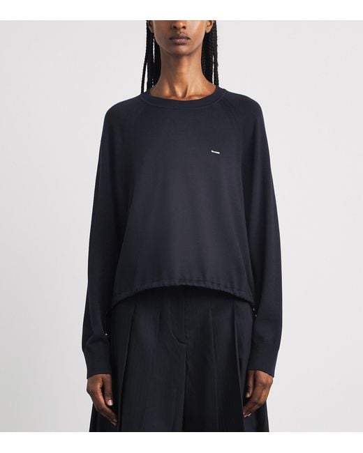 Sandro Blue Wool-Blend Logo Sweater