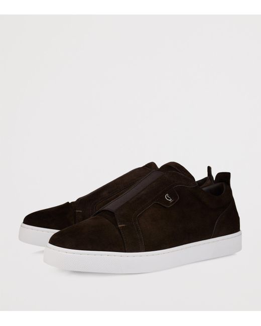 Christian Louboutin Brown St. Louis Suede Slip-On Sneakers for men