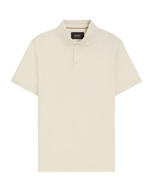 Boss White Cotton Regular-Fit Polo Shirt for men