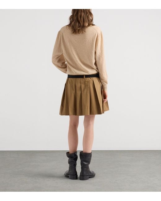 Prada Natural Gabardine Pleated Skirt