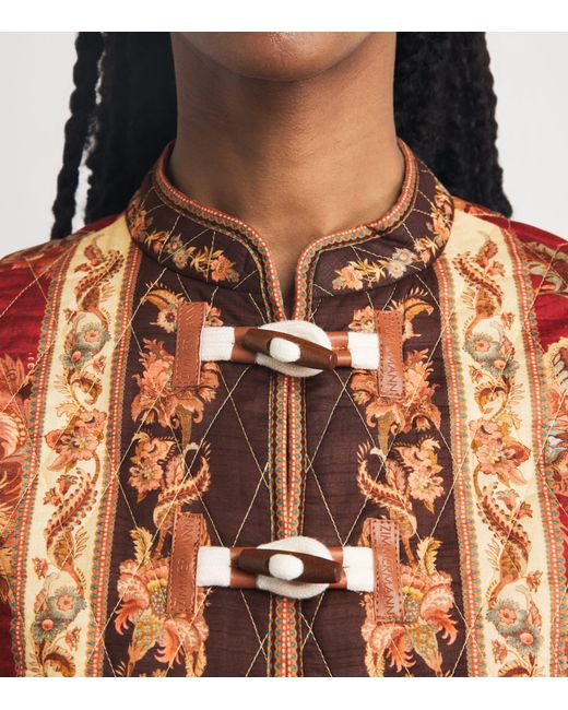 Zimmermann Brown Cotton Printed Aster Bomber Jacket