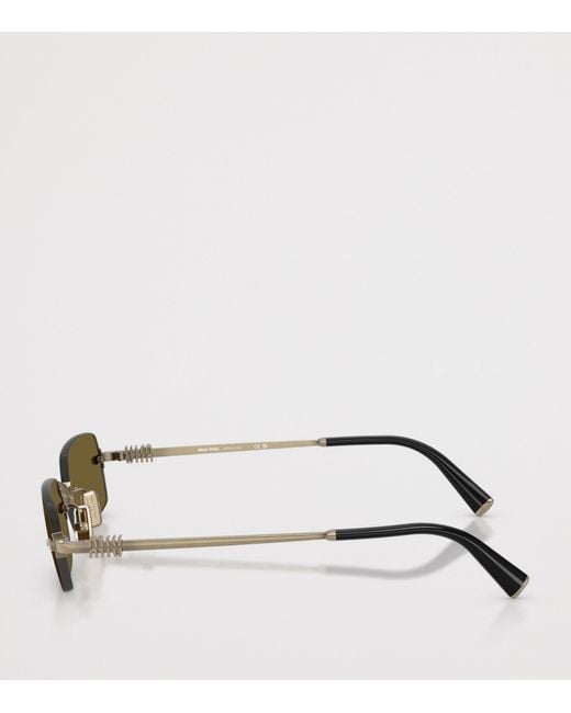 Miu Miu Green Metal Rectangular Sunglasses