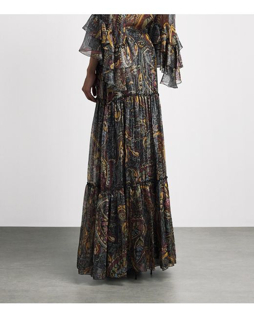 Etro Multicolor Silk-Blend Paisley Maxi Skirt