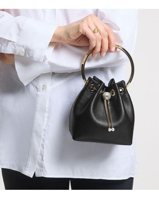 Jimmy Choo Black Leather Bon Bon Top-Handle Bag