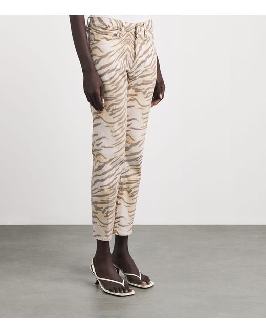 GOOD AMERICAN Natural Tiger Print Vintage Straight Jeans
