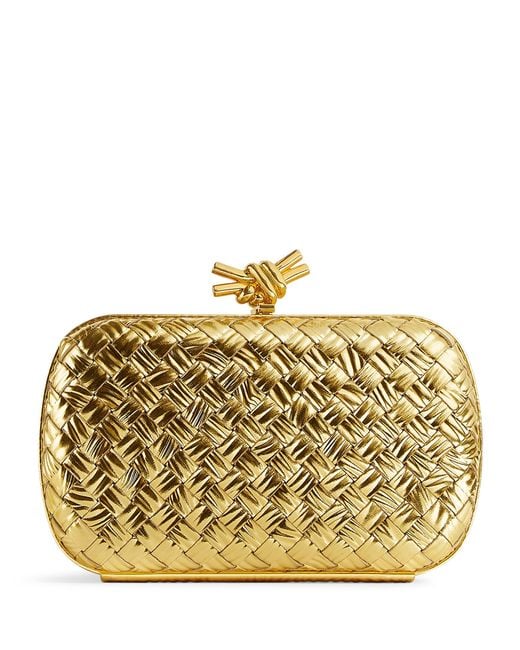 Bottega Veneta Metallic Leather Knot Minaudière Clutch Bag