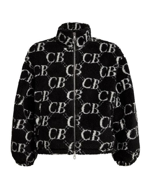 Cole Buxton Black Monogram Fleece Jacket for men