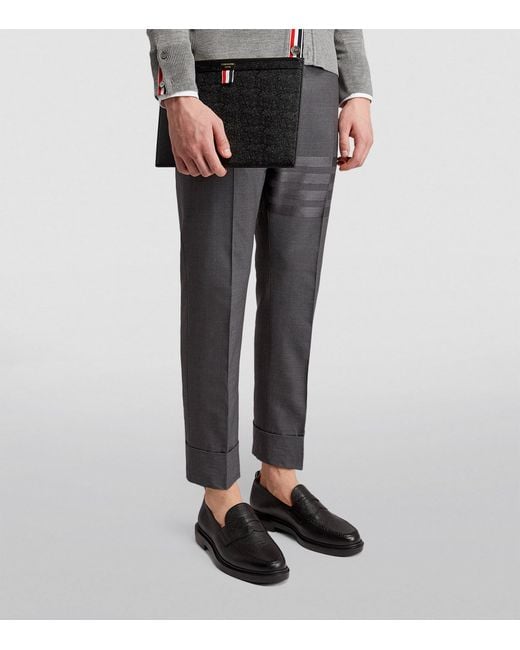 Thom Browne Black Medium Leather Pouch for men
