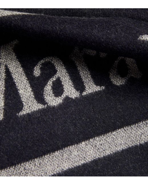 Max Mara Blue Wool Logo Cape