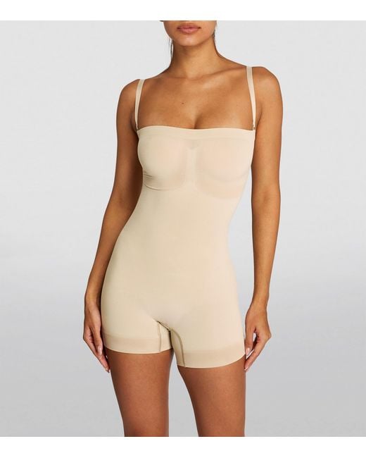 Skims Natural Seamless Sculpt Strapless Shorts Bodysuit