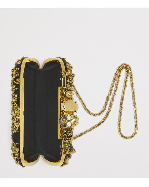 Alexander McQueen Metallic Embellished Skull Knuckle Clutch Bag