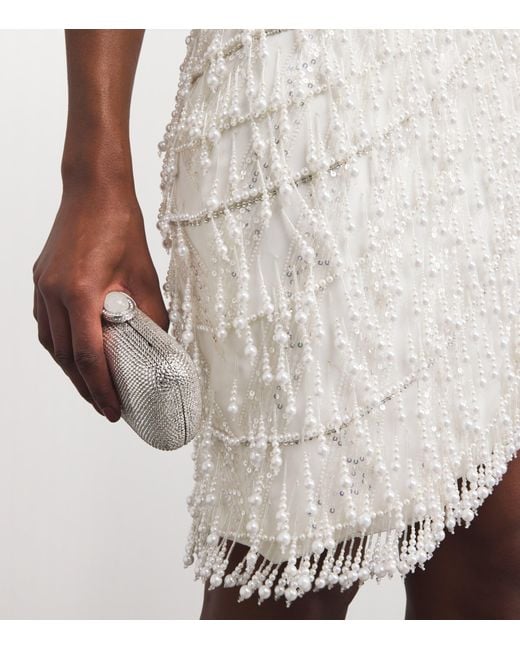 Pamella Roland White Beaded Strapless Mini Dress