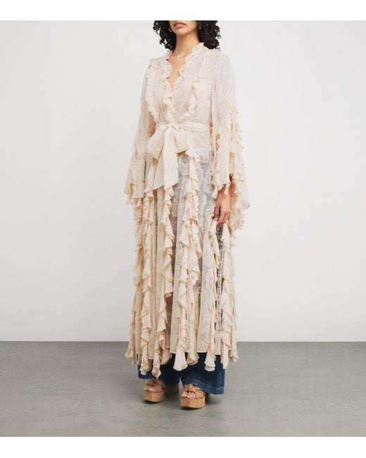 Alice + Olivia Natural Ruffle Cher Maxi Robe