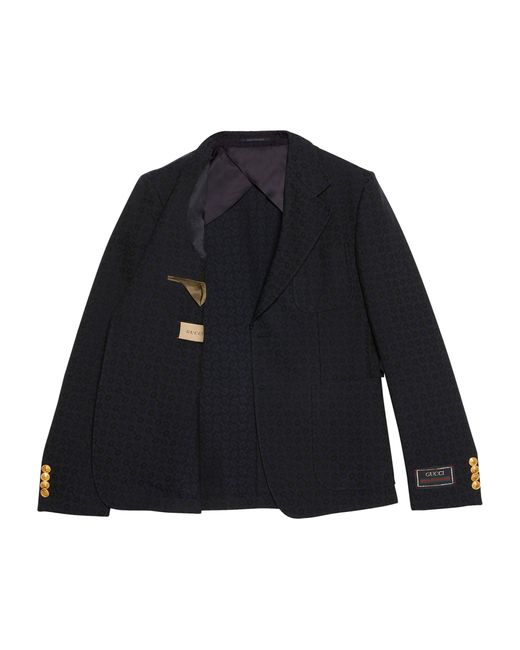 Gucci Blue Cotton-wool Horsebit Tailored Jacket for men