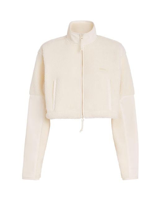 Skims White Teddy Cropped Zip-Up Jacket